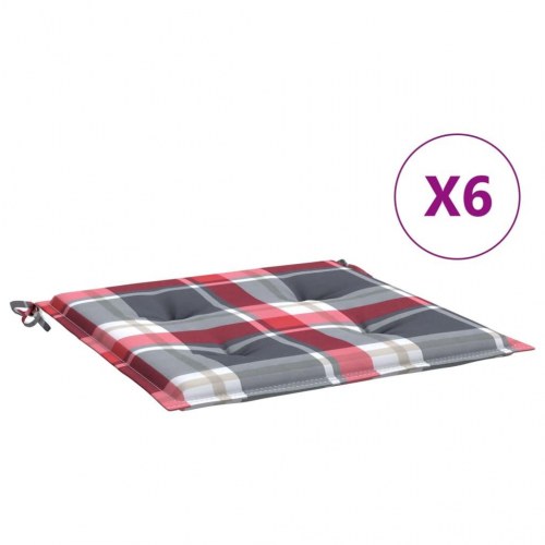 Hynder til havestol - 6 stk. 40 × 40 × 4 cm i oxfordstof, rødternet