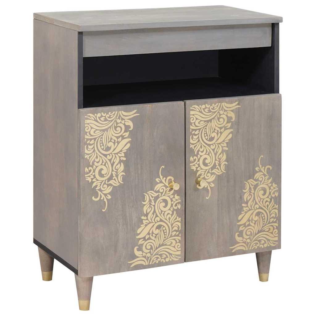 vidaXL Sideboard Grå og Guld 60 x 33.5 x 75 cm Massivt mangotræ