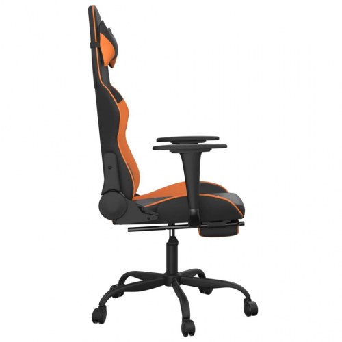 Gamingstol med massage og fodstøtte i kunstlæder - sort/orange