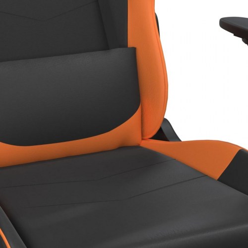 Gamingstol med massage og fodstøtte i kunstlæder - sort/orange