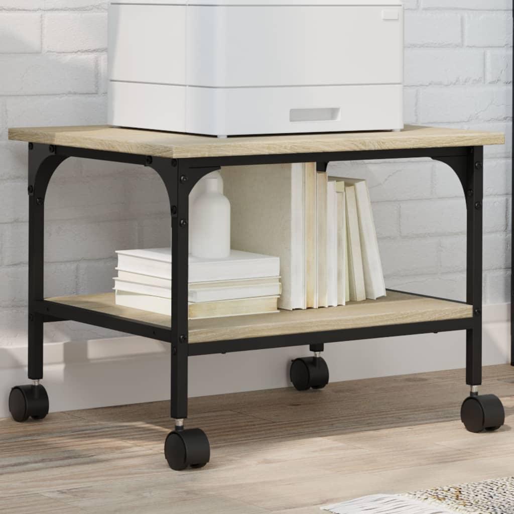 Printerstativ 50x40x38 cm 2 hylder konstrueret træ sonoma-eg