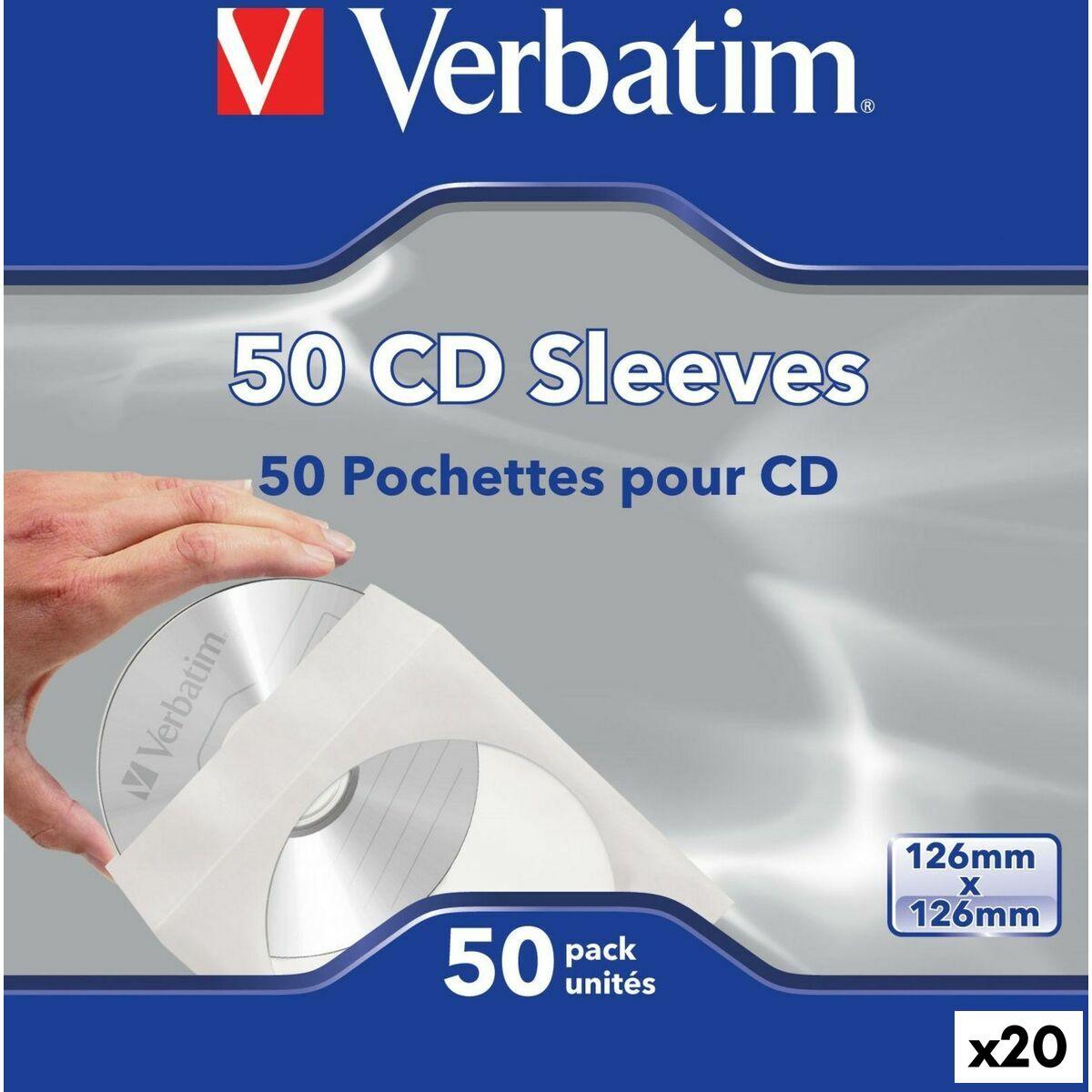 CD-etuier Verbatim 12,6 × 12,6 cm - 50 stk. (20 enheder)