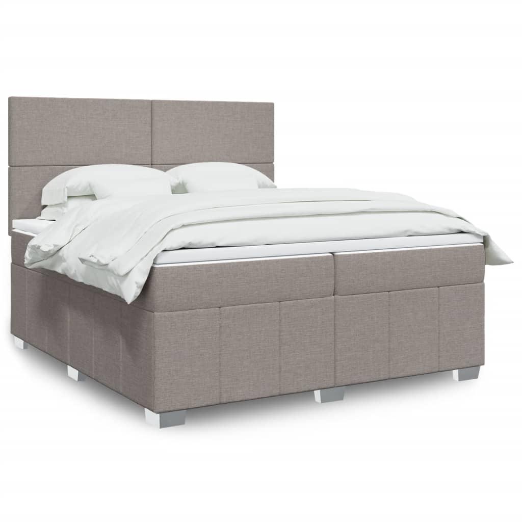 Kontinentalseng med madras og topmadras 200×200 cm - stof, gråbrun billede