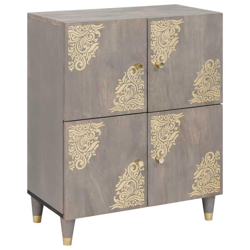 Sideboard med dør Grå og Guld 60 x 33 x 75 cm Massivt mangotræ
