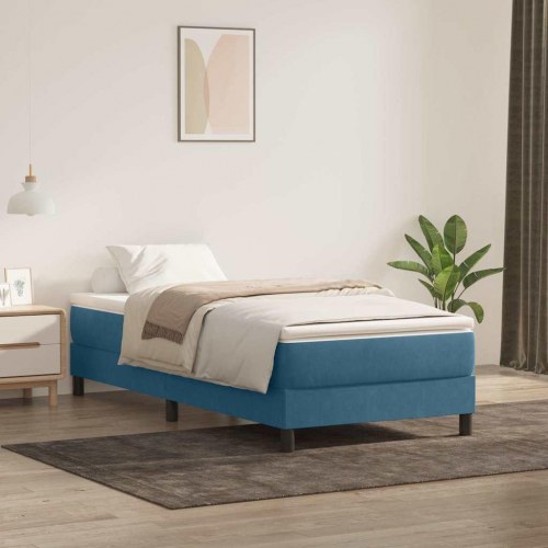 Kontinentalseng uden madras 100x210 cm - fløjl, mørkeblå