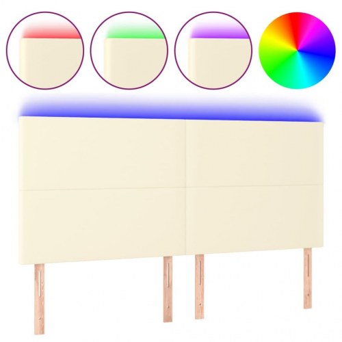 Sengegavl med LED-lys 160 x 5 x 118/128 cm - cremefarvet