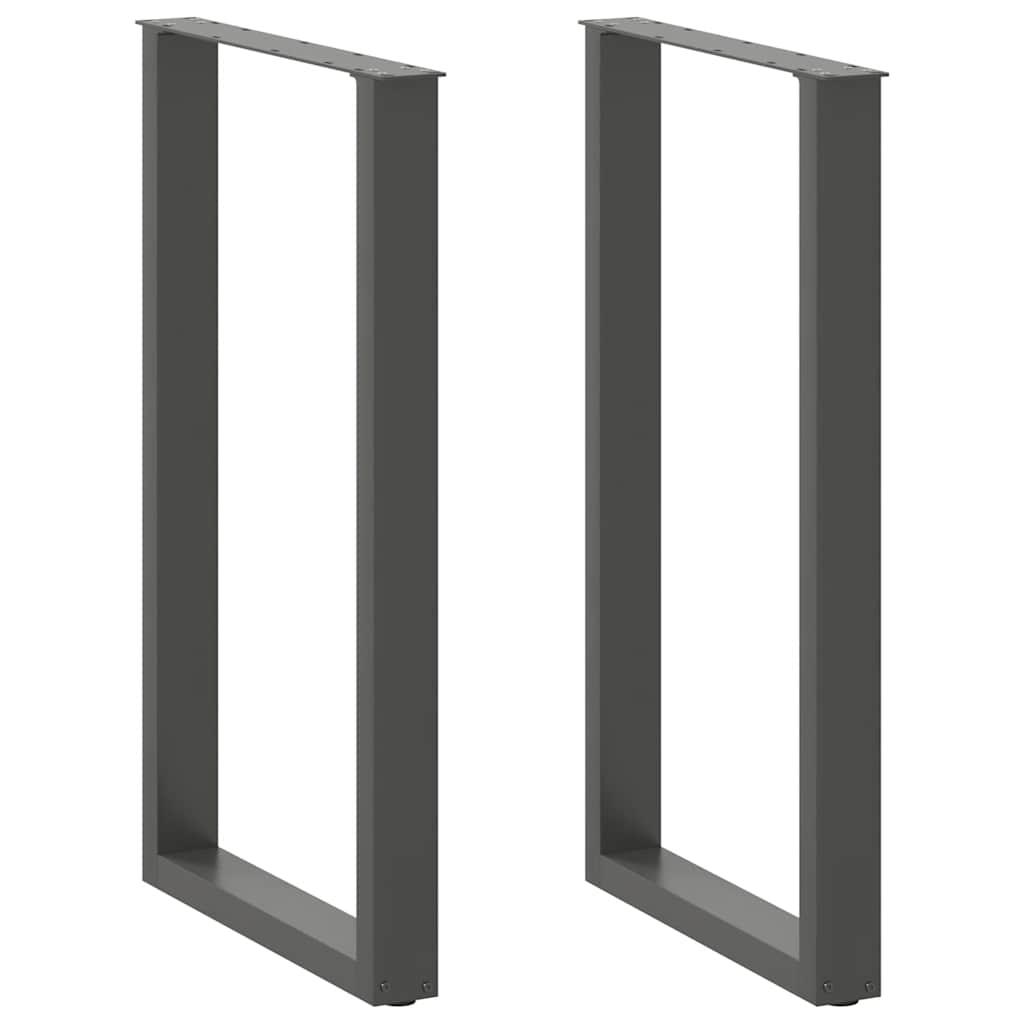 Barbordsben U-formet 2 stk. antracit 60x(100-101) cm stål