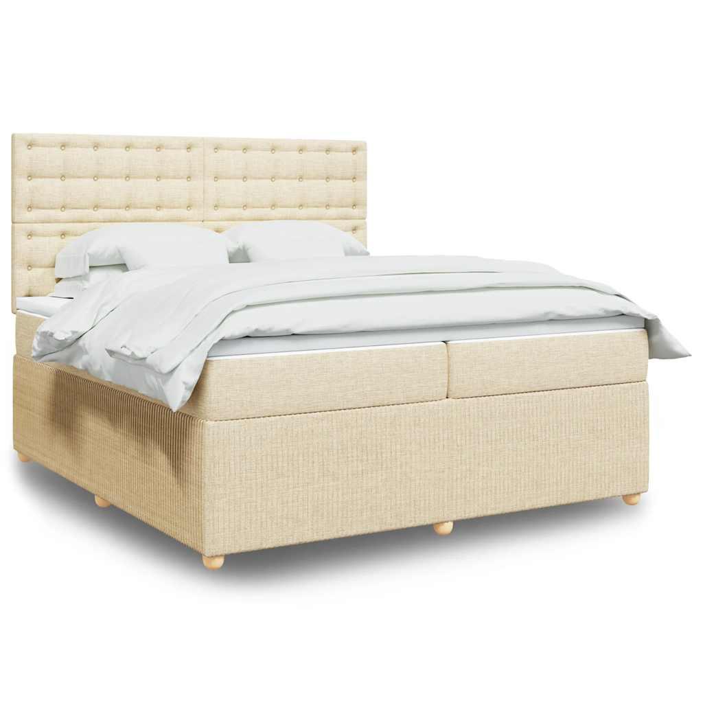 Kontinentalseng med madras 200x200 cm - stof, cremefarvet billede