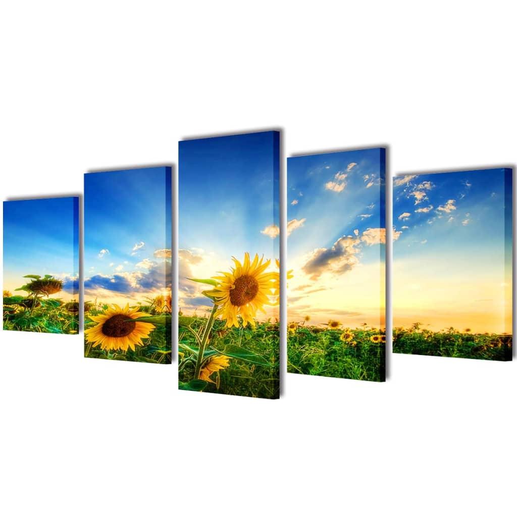 Kanvasbilledsæt solsikke 200 x 100 cm billede