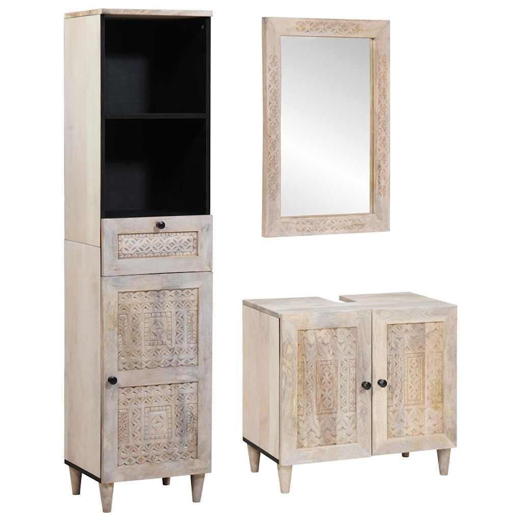 Badeværelsesmøbel Sæt Med Skuffe 3 Dele Hvid 38 X 33 X 160 Cm