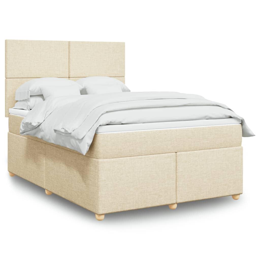 Kontinentalseng med madras 160 × 200 cm - stof, cremefarvet billede