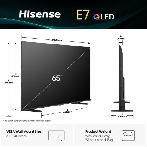 QLED 4K TV Hisense 65E77Q 65" med HDR og Dolby