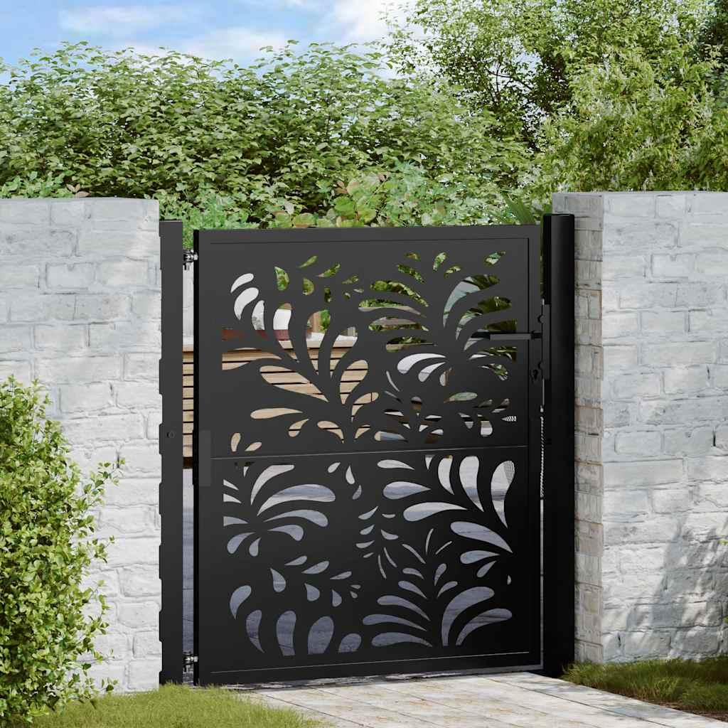 Havelåge 105x106 cm stål bølgedesign sort billede