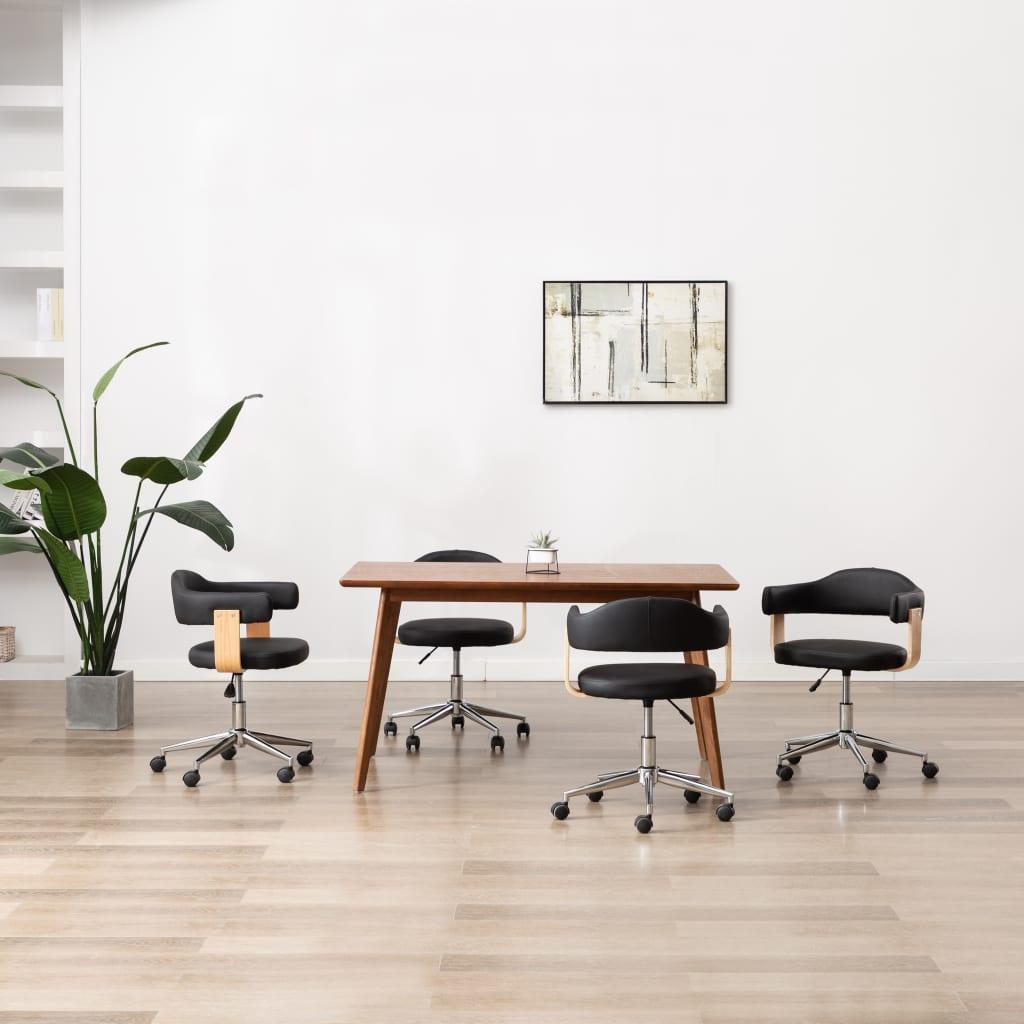 Drejelige spisebordsstole 4 stk. kunstlæder sort