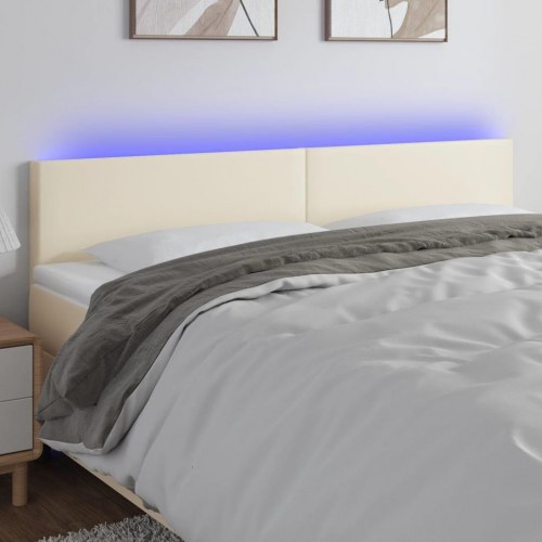 Sengegavl med LED-lys 160 x 5 x 78/88 cm - cremefarvet