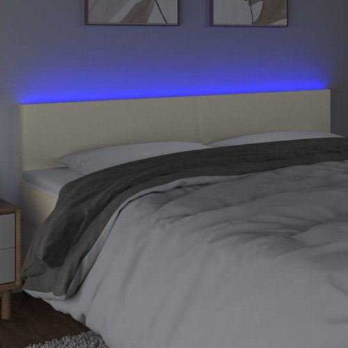 Sengegavl med LED-lys 160 x 5 x 78/88 cm - cremefarvet