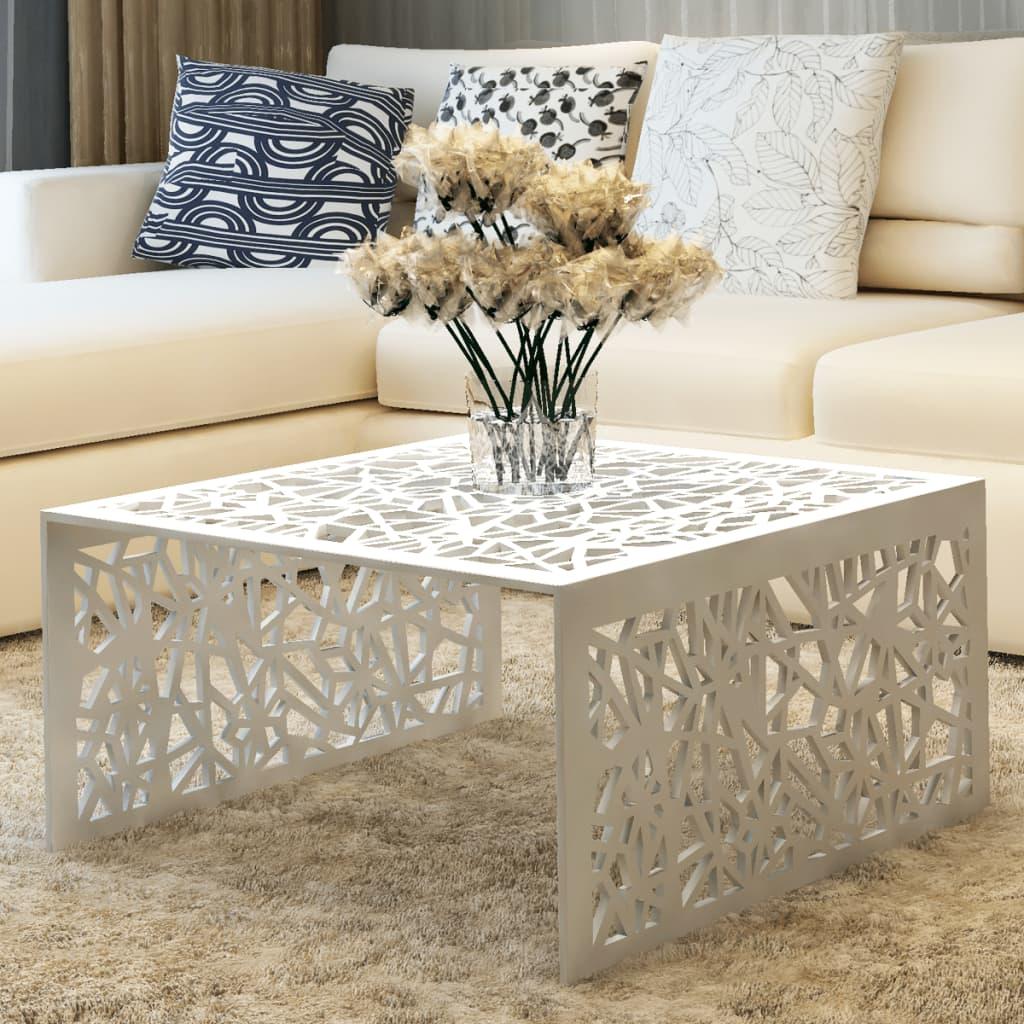 Sofabord i aluminium - sølv, geometriske udskæringer 69 × 69 × 35 cm billede