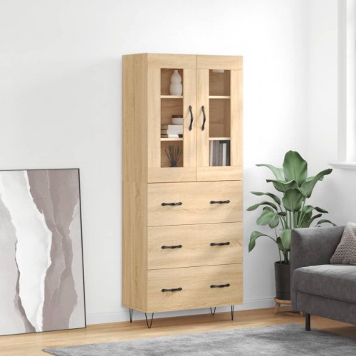 Højskab/skænk 69,5×34×180 cm i konstrueret træ - sonoma-eg