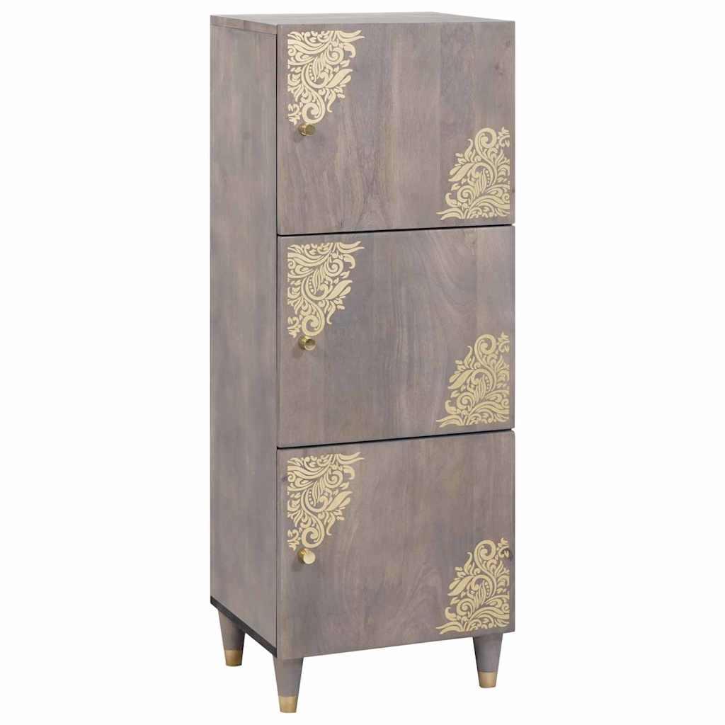 vidaXL Highboard Grå og Guld 40 x 33.5 x 110 cm Massivt mangotræ