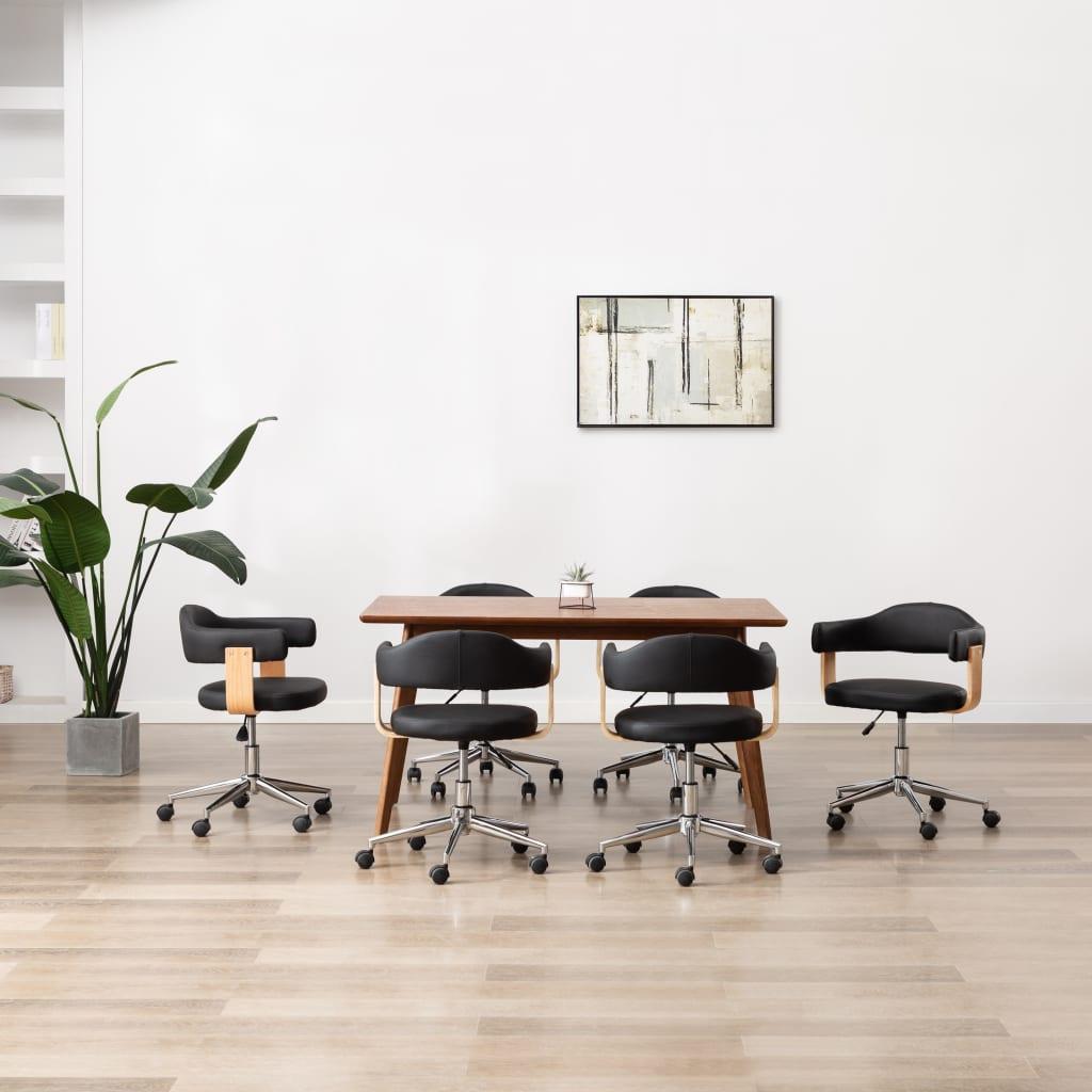 Drejelige spisebordsstole 6 stk. kunstlæder sort