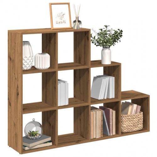 Bogreol/rumdeler i kunsteg - 9 kuber, trappedesign 137,5×29×103,5 cm