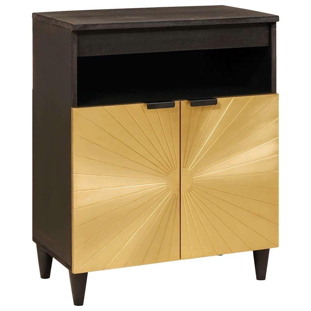 Sideboard med dør Sort og Guld 60 x 33 x 75 cm Massivt mangotræ