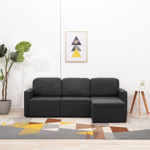 3-personers sovesofa modulær stof mørkegrå