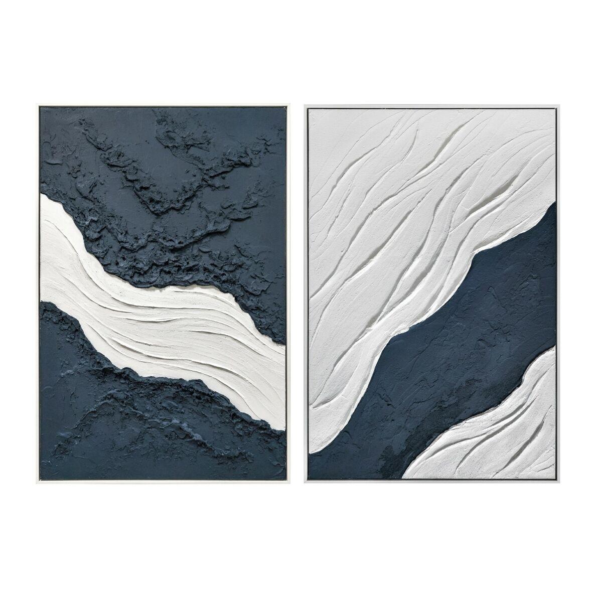 Vægkunst lærred - blå/hvid, moderne, 83 × 4 × 123 cm (sæt af 2)