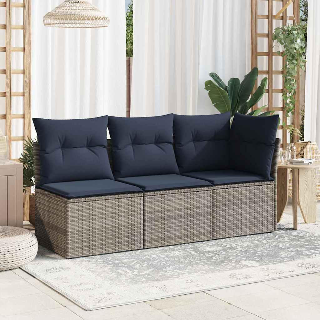 Hjørnemodul til havesofa med hynder polyrattan grå