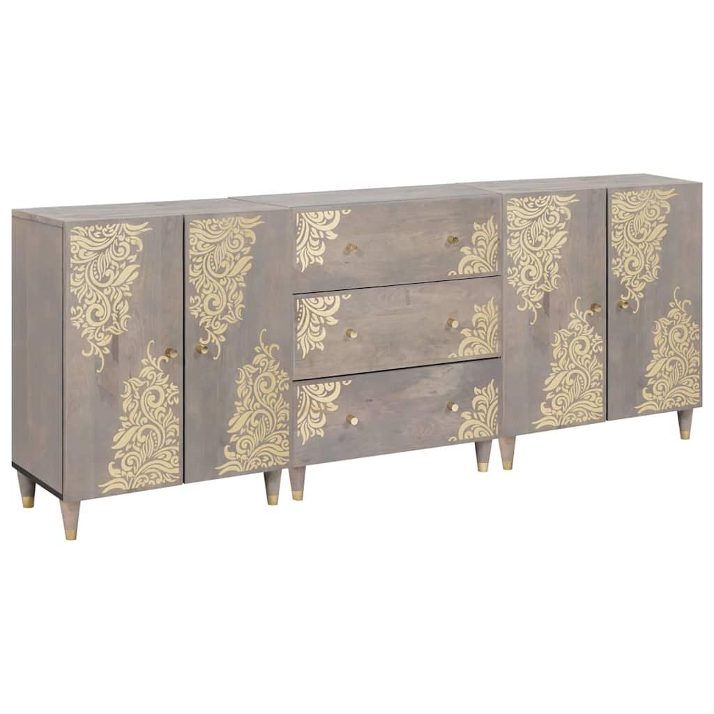 Badeværelsesskabsæt med dør 3 pcs Grå og Guld 180 x 33 x 75 cm