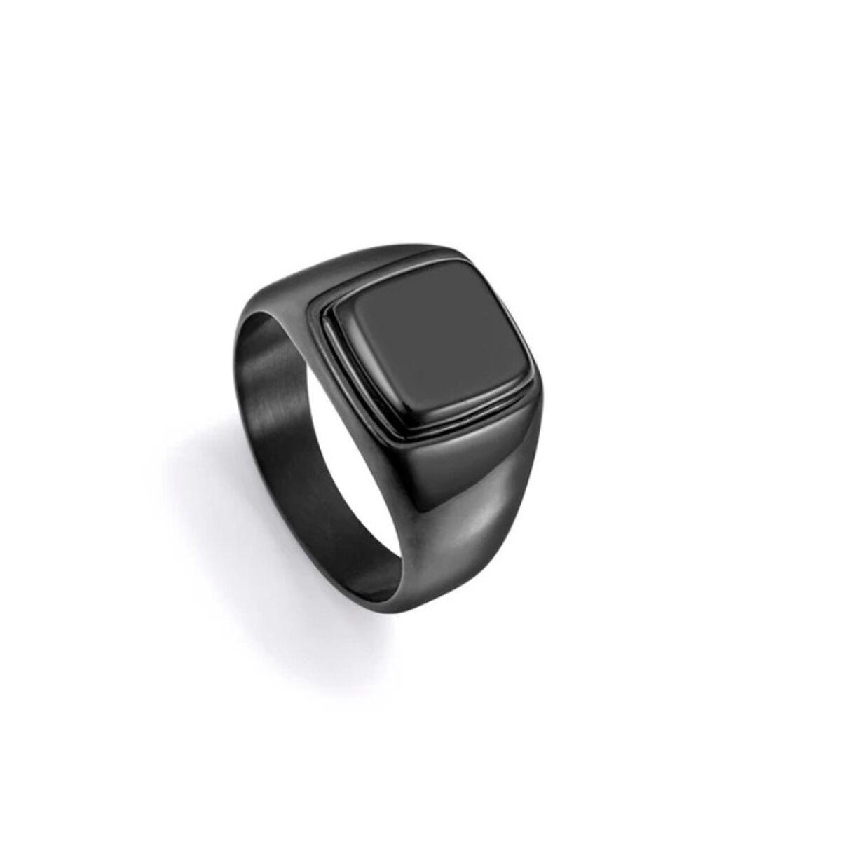 Herre ring - størrelse 24, sort, sterling sølv 925 billede