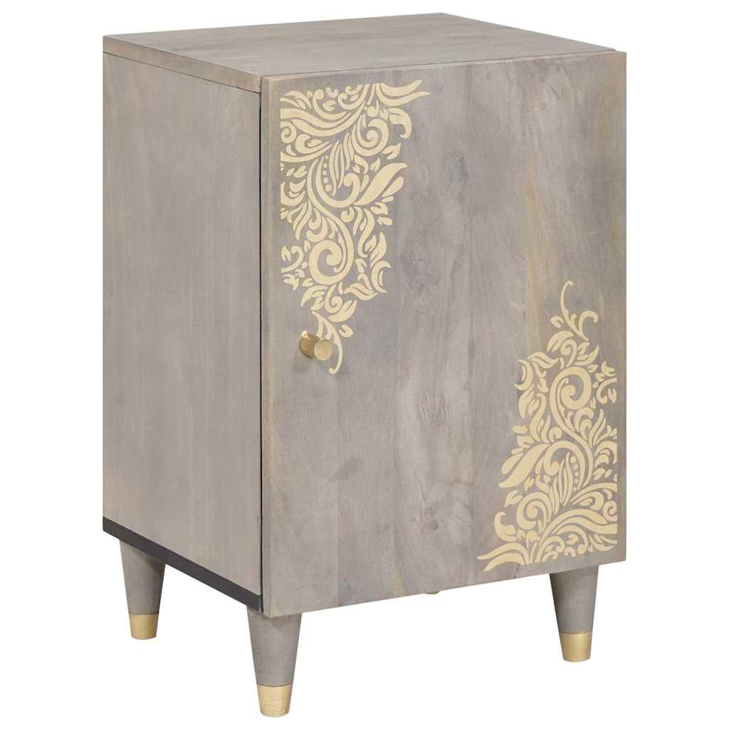 Badeværelsesskab med dør Grå 38 x 33 x 58 cm Massivt mangotræ