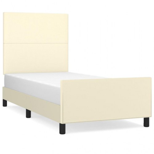 Sengeramme med sengegavl 80x200 cm i kunstlæder - creme