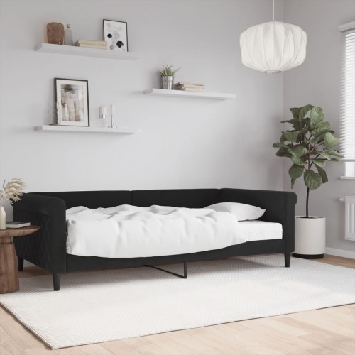 Daybed med madras 100x200 cm - velour, sort