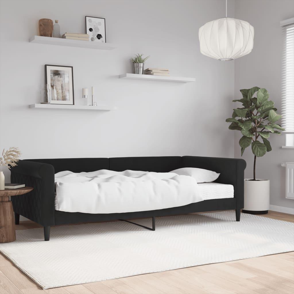daybed med madras 100x200 cm velour sort