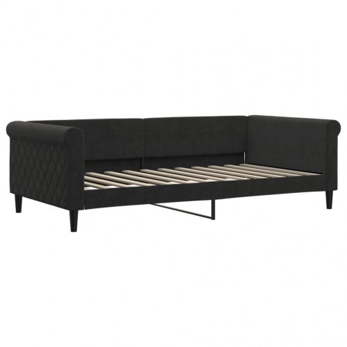 Daybed med madras 100x200 cm - velour, sort