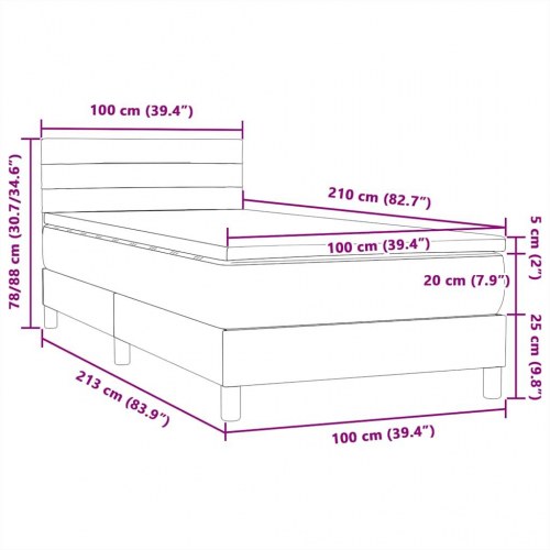 Kontinentalseng med madras 100x210 cm fløjl mørkeblå