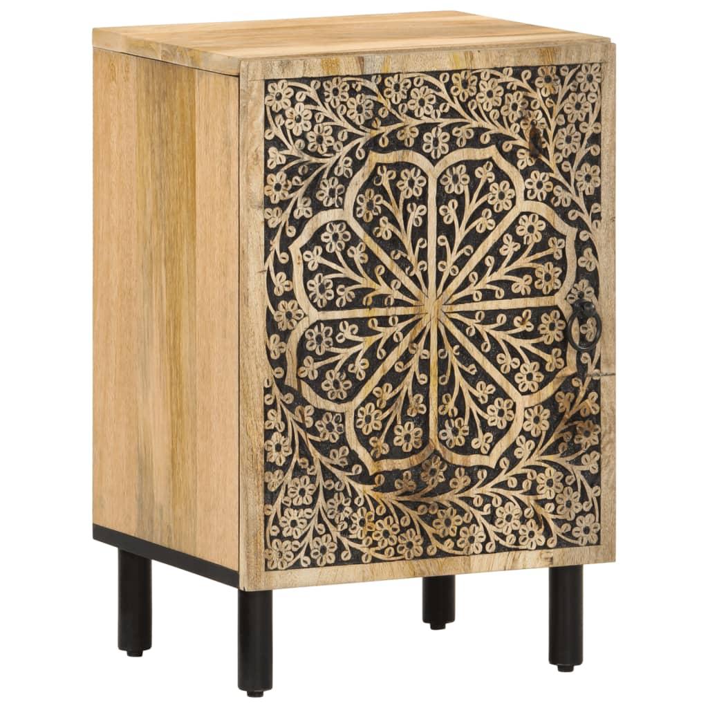 Badeværelsesskab 38×33×58 cm i massivt mangotræ - håndskåret front billede