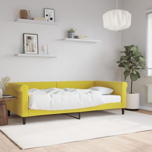 Daybed med madras 100x200 cm - velour, gul
