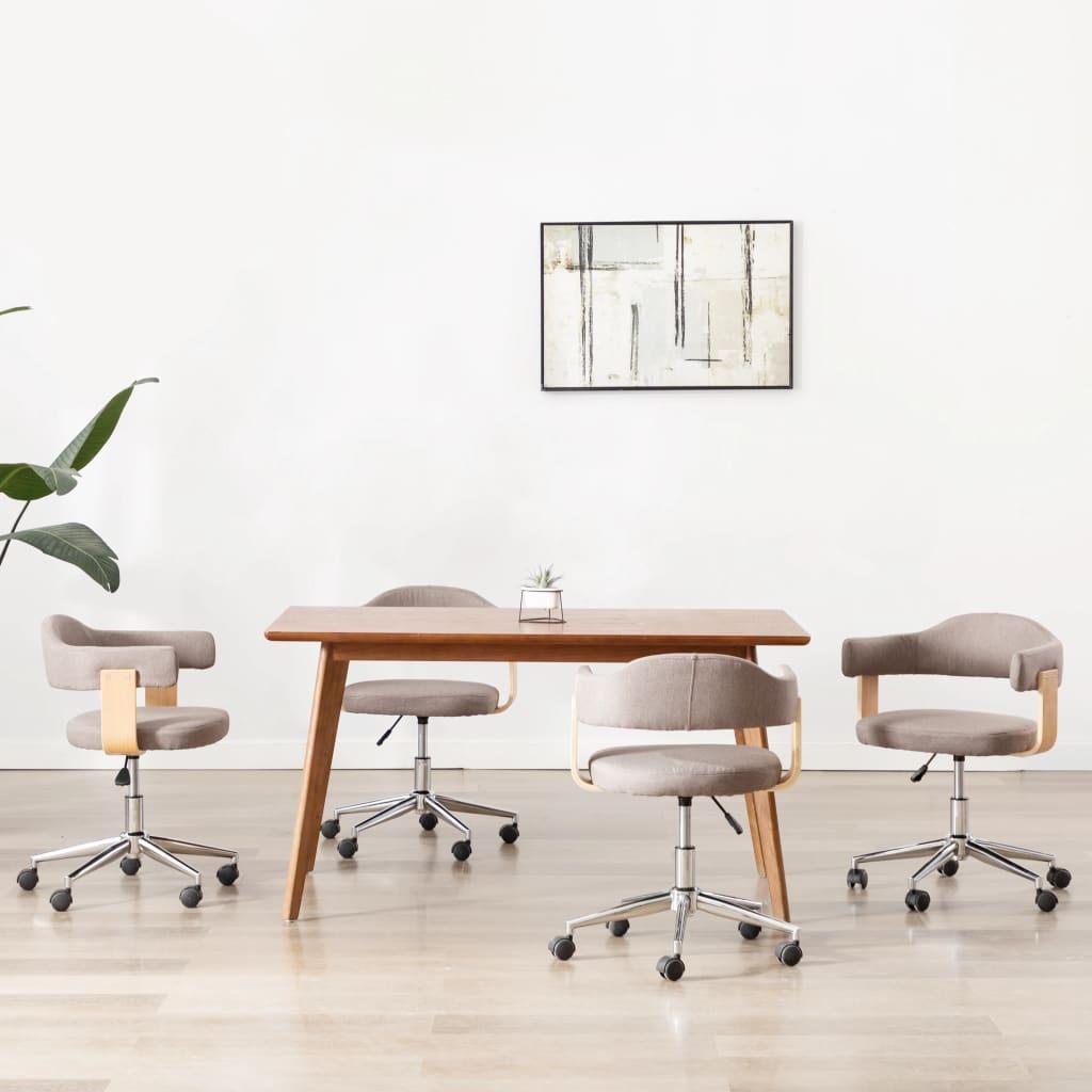 Drejelige spisebordsstole 4 stk. bøjet træ og stof gråbrun