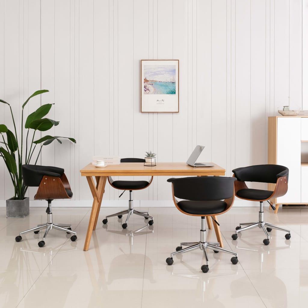 Drejelige spisebordsstole 4 stk. kunstlæder sort billede