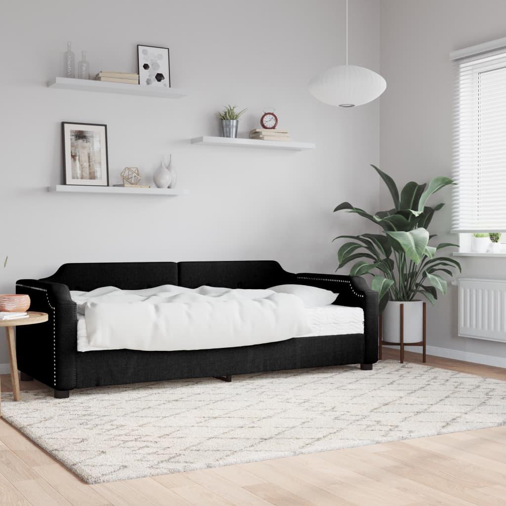 Daybed med madras 100x200 cm stof sort billede