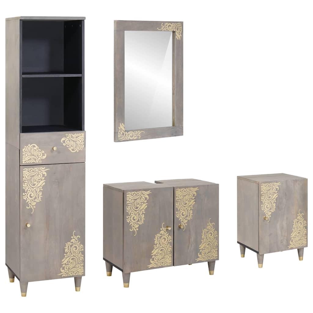 Badeværelsesmøbel Sæt Med Skuffe 4 Dele Grå 62 X 33 X 58 Cm