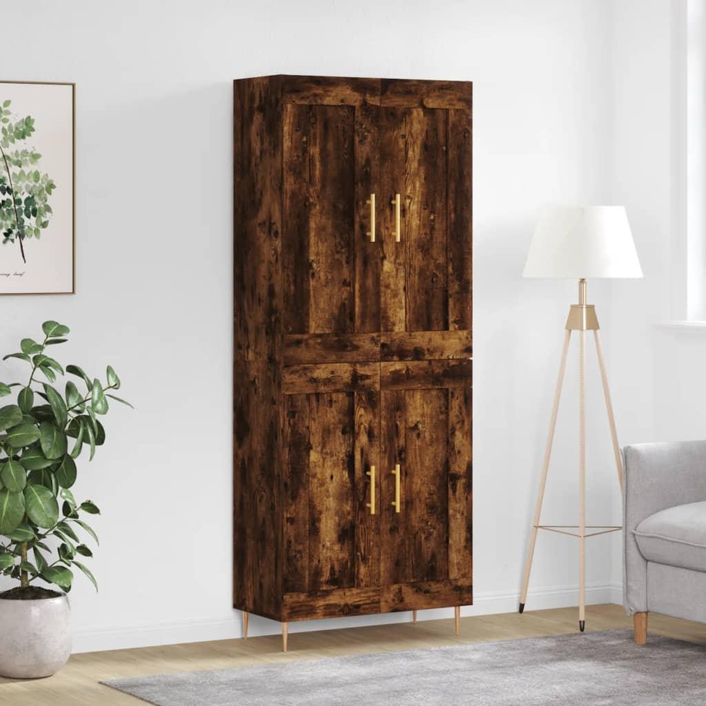 Højskab 69,5x34x180 cm konstrueret træ røget egetræsfarve billede