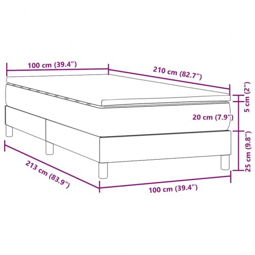 Kontinentalseng med madras 100x210 cm fløjl mørkeblå