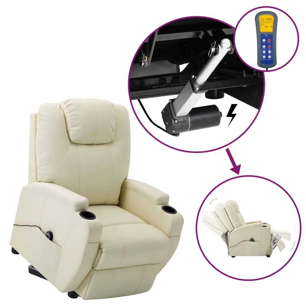 Løftestol kunstlæder cremefarvet