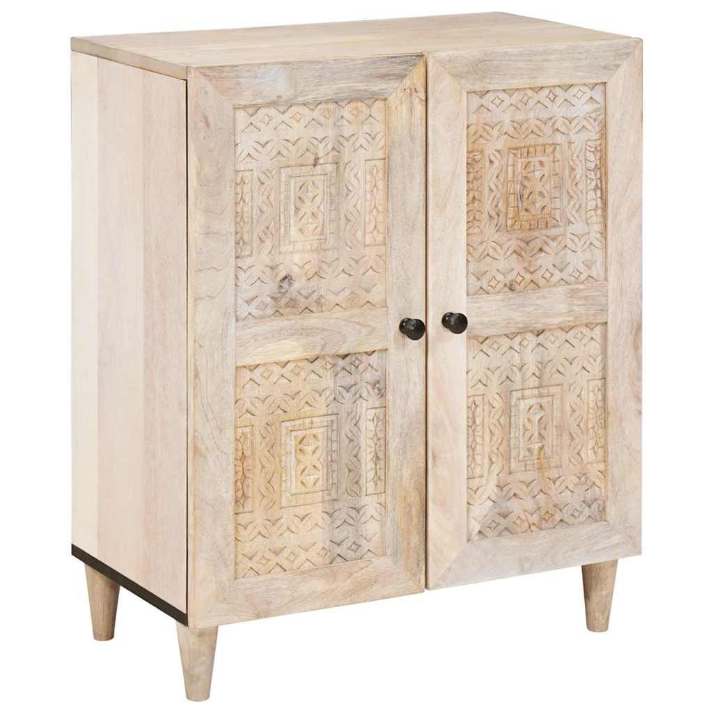 Sideboard med hylde Hvid 60 x 33 x 75 cm Massivt mangotræ