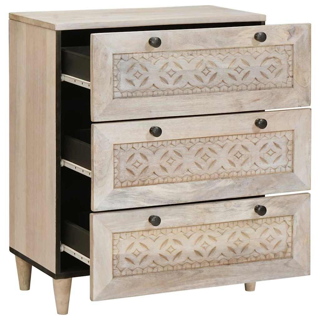 Sideboard med skuffe Hvid 60 x 33 x 75 cm Massivt mangotræ