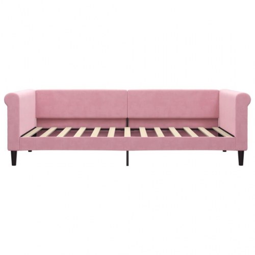 Daybed med madras 90×200 cm i velour - lyserød