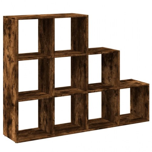 Bogreol/rumdeler i røget eg - 137,5 × 29 × 103,5 cm, 9 kuber